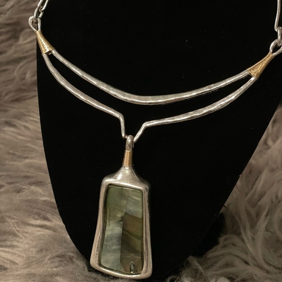 Robert Lee Morris Silver and Gold Necklace with Pendant - Picture 4 of 5